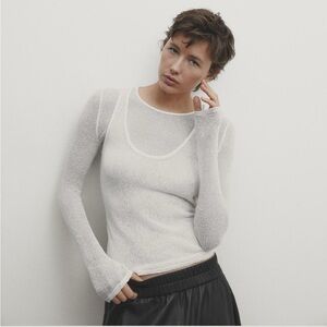 Massimo Dutti - TEXTURED COTTON BLEND DOUBLE-LAYER TOP